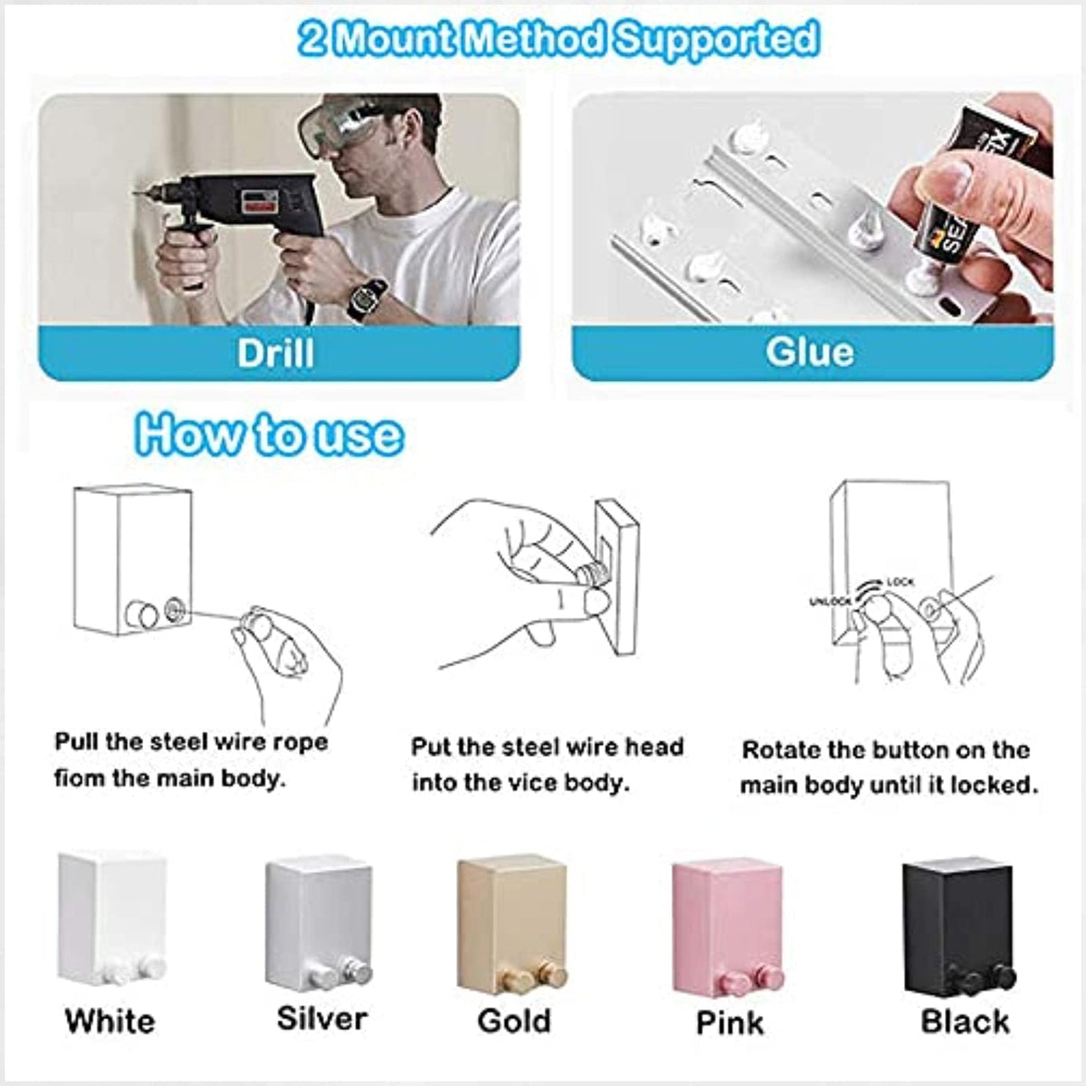 4.2 m White Retractable Clothesline with Stainless-Steel Cable