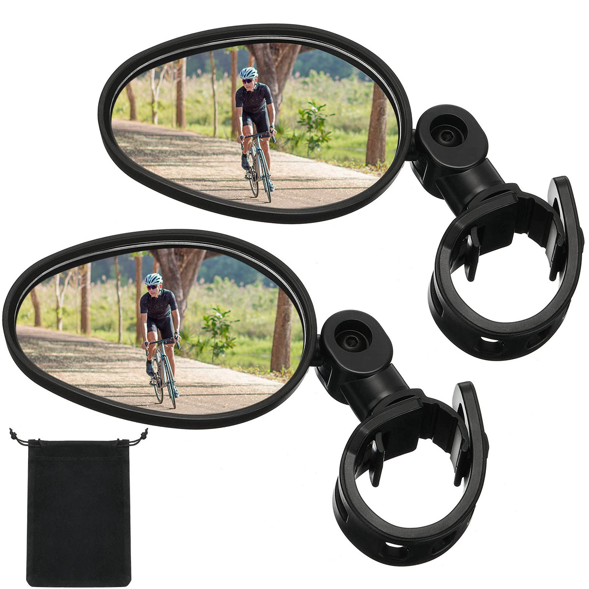 360° Adjustable Convex Handlebar Mirrors – 2 Pack