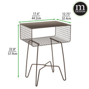 Bronze Steel Side Table with Storage Basket