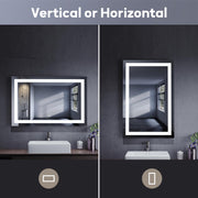 Rectangular LED Bathroom Mirror with Light, 1200 x 800 mm Wall Mounted Modern Lighted Mirror, Illuminated Touch Switch, Anti-Fog, Large Makeup Decorative Mirrors