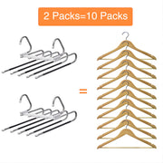 2-Pack S-Shaped 5-Rail Trouser & Scarf Hangers