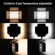 NEEWER 2 Pieces Bi-color 660 LED Video Light and Stand Kit Includes:(2)3200-5600K CRI 96+ Dimmable Light with U Bracket and Barndoor and (2)75 inches Light Stand for Studio Photography, Video Shooting