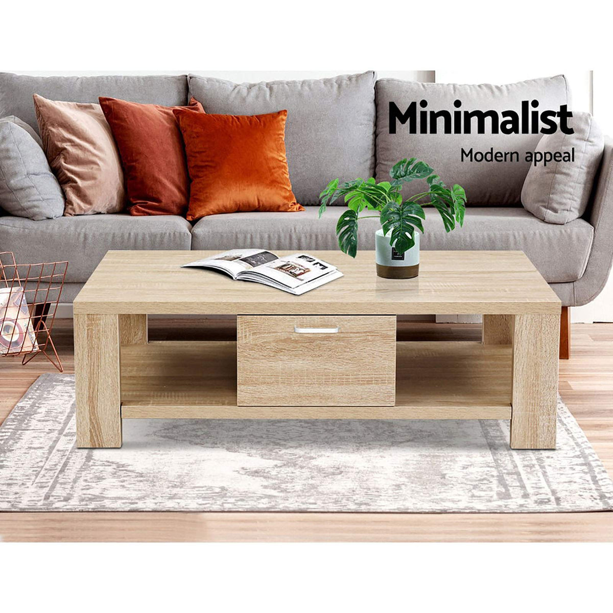 Artiss Wooden Coffee Table, Oak
