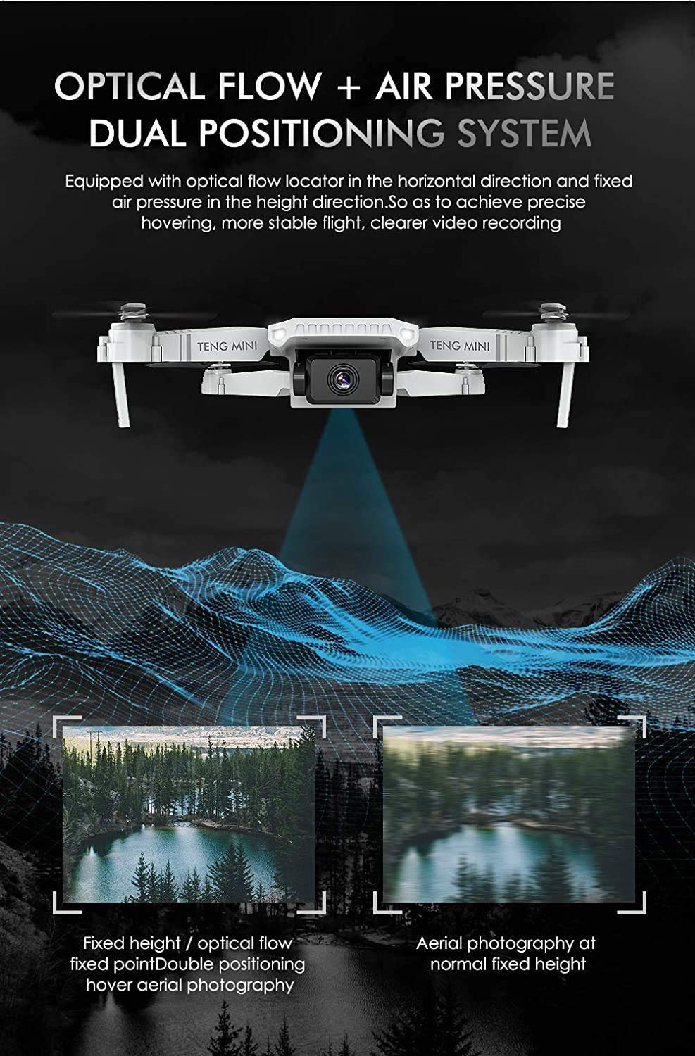 B-Qtech Drone with Dual Camera, 4K HD Self-Driving WiFi Optical Flow RC Quadcopter for Adults & Kids & Beginners