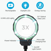 Optics Daylight LED 3X Magnifying Lamp
