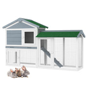 Two-Level Timber Small-Animal Hutch with Ramp & Sliding Tray – 145.5 cm