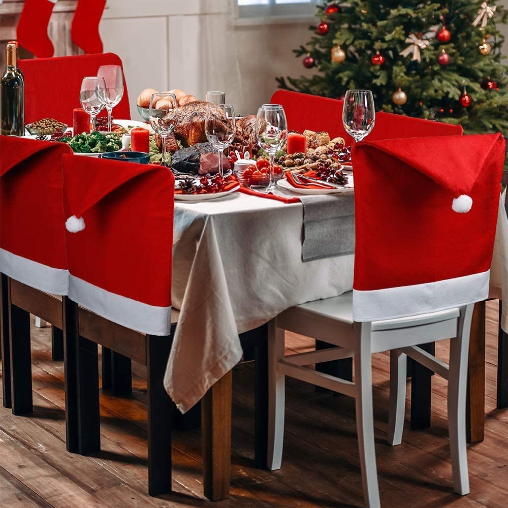 6-Pack Santa Hat Christmas Dining Chair Covers
