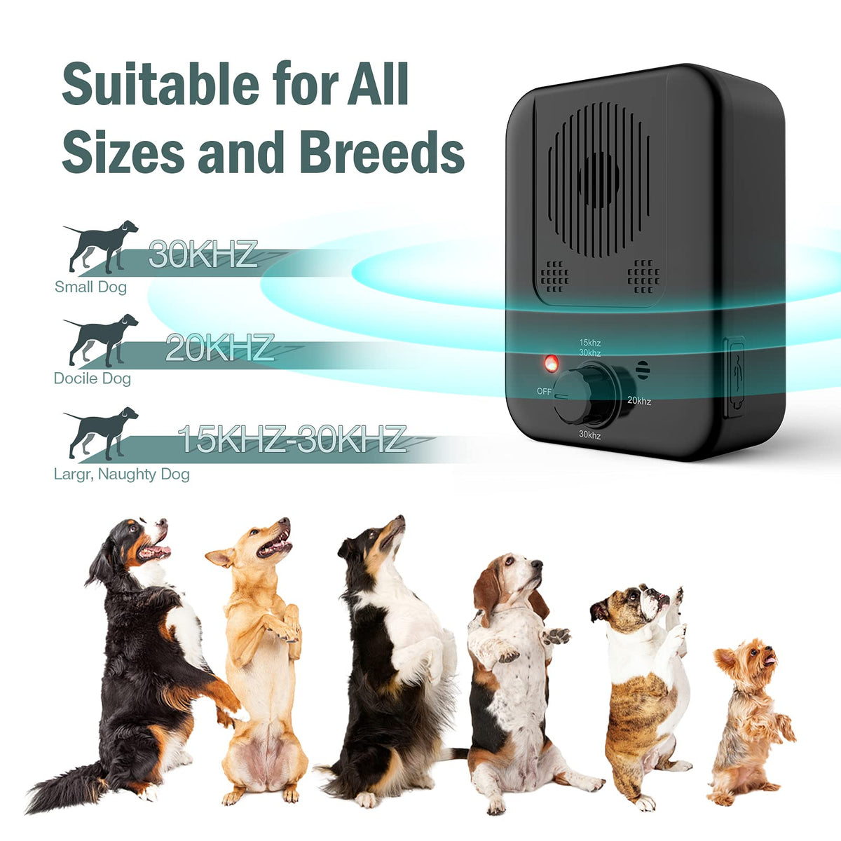 Stop Dog Barking Device, Automatic Anti Barking Devices for Dogs 33 FT, Ultrasonic Rechargeable Waterproof Dog Barking Control Deterrent Stopper Dog Training Tool Indoor/Outdoor Safe for Most Dogs