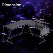 127 cm L-Shaped Gaming Desk with Monitor Stand & Storage Bag