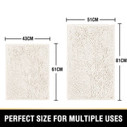 PrinceDeco Bathroom Rugs Bath Mats for Bathroom Non Slip Chenille Bathroom Rug Mat and Absorbent Shaggy Rugs Washable Dry Fast Plush Area Carpet Mats - (2 PCS - 51cm x 81cm / 43cm x 61cm), Ivory