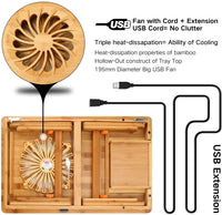 Laptop Desk Adjustable Laptop Desk Table 100% Bamboo with USB Fan Foldable Breakfast Serving Bed Tray w' Drawer