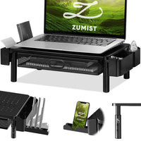 Zumist 3-Height Metal Monitor Riser with Drawer & Holders