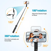 140 cm Quadruped Selfie Stick Tripod with Rechargeable Remote
