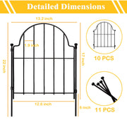 No-Dig Arched Metal Garden Fence – 10 Pack