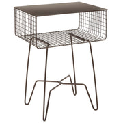 Bronze Steel Side Table with Storage Basket