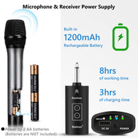 Bietrun Dual UHF Wireless Microphones with Bluetooth Receiver
