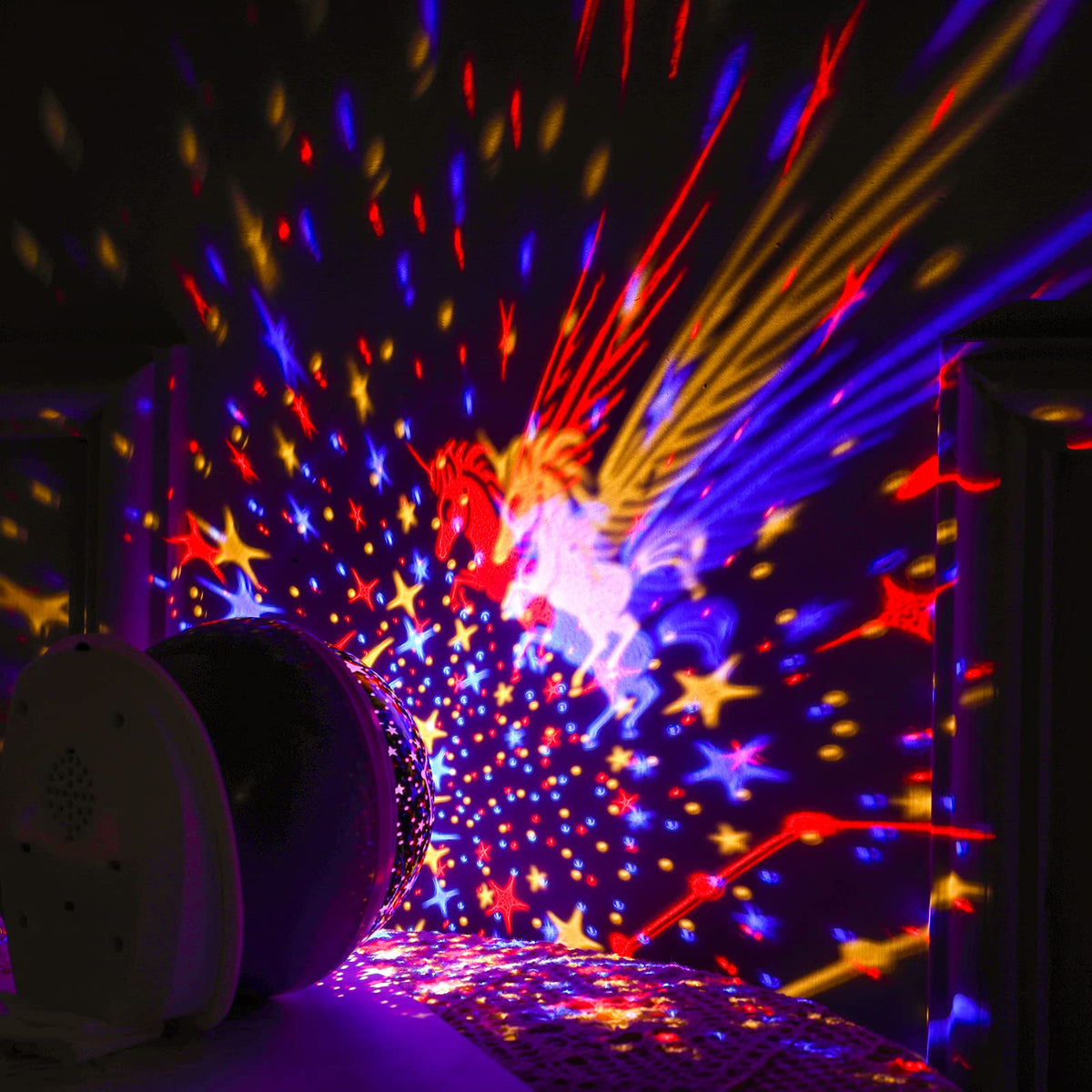 Rotating LED Star Projector Night Light with Music & Remote