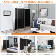 221 × 188 cm 4-Panel Black Fabric Room Divider