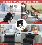 4-Step Folding Dog Car Stairs – 80 kg Capacity