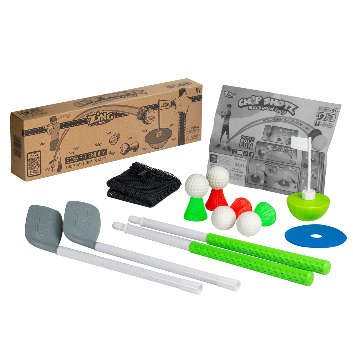 Backyard Kids Golf Set with 2 Clubs, 4 Balls & Target