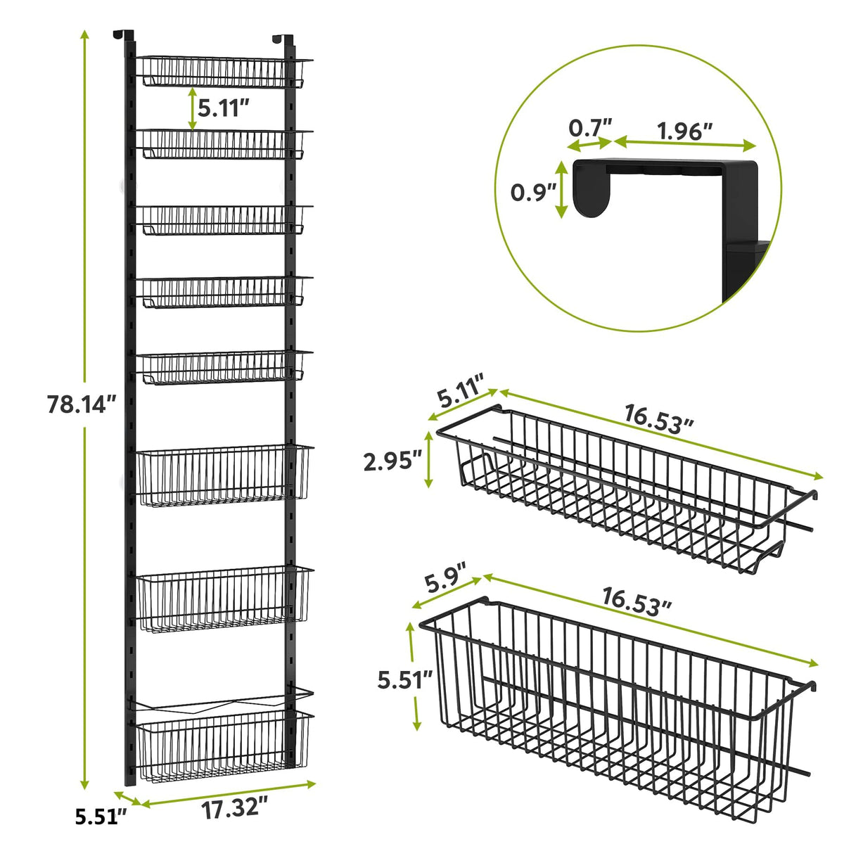 8-Tier Adjustable Over-Door Pantry Organiser