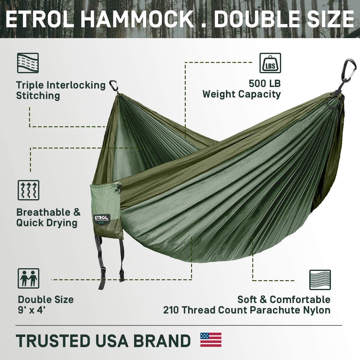 Large Hammock Camping Lightweight Parachute Portable Hammocks for Travel, Indoor, Outdoor Backpacking, Beach Includes Tree Straps and Aluminium Alloy Carabiners
