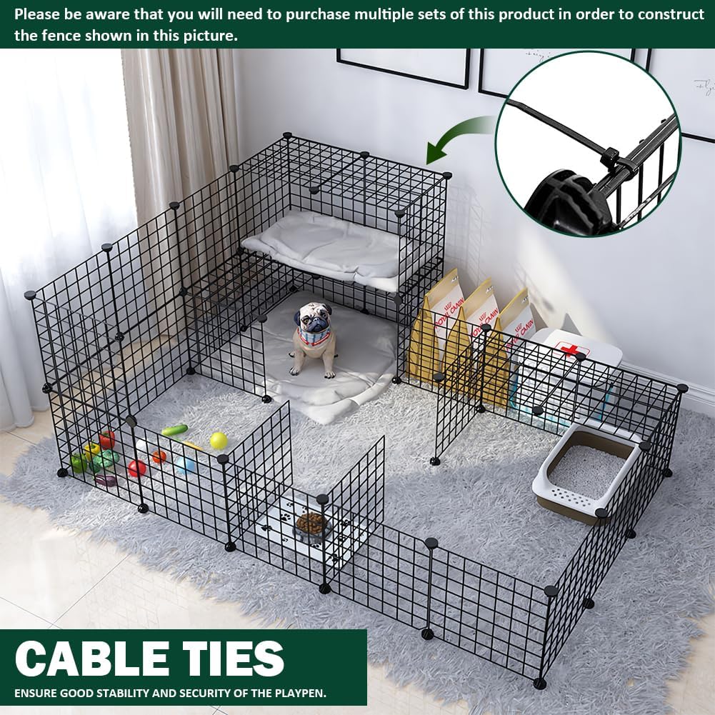 16-Panel Modular Metal Small-Animal Playpen with Door