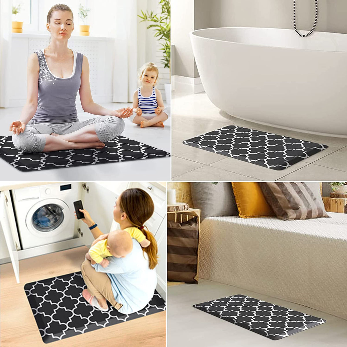 Black Waterproof Cushioned Kitchen Mat – 2 Sizes