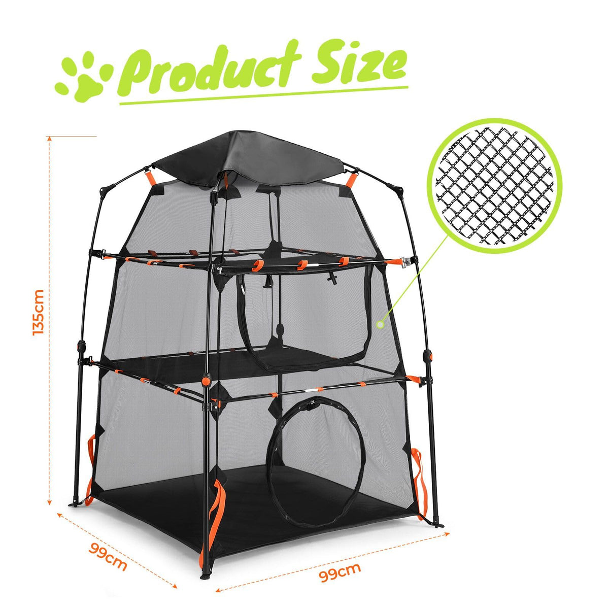 Portable 3-Tier Mesh Cat Tower with Carry Bag