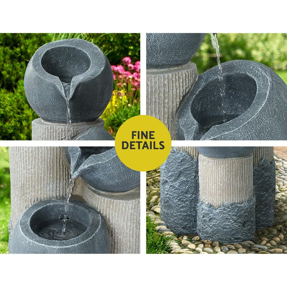 Gardeon 3-Tier Solar Fountain Bird Bath with LED Lights