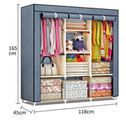 165 cm Portable Fabric Wardrobe with Hanging & Shelf Storage – 6 Colours