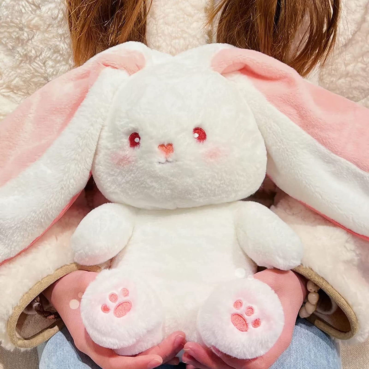 Reversible Zipper Bunny Plush – 18 cm