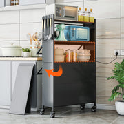5-Tier Black Rolling Baker’s Rack with Hooks