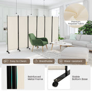 334.5 × 172 cm 6-Panel Rolling Room Divider – 4 Colours