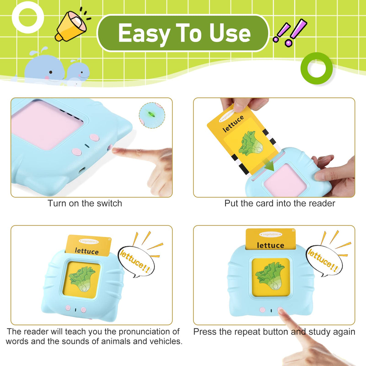 Educational Toys for 2 3 4 Years Old 112 Talking Baby Flash Cards, Learning Resource Electronic Interactive Toys for 2-4 Year Old Boys Girls Toddlers Kids Birthday Gifts Ages 2 3 4 5