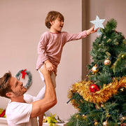 Metal Glittered Christmas Tree Topper Hallow Wire Star Topper for Christmas Tree Ornament (White)