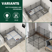 16-Panel Modular Metal Small-Animal Playpen with Door