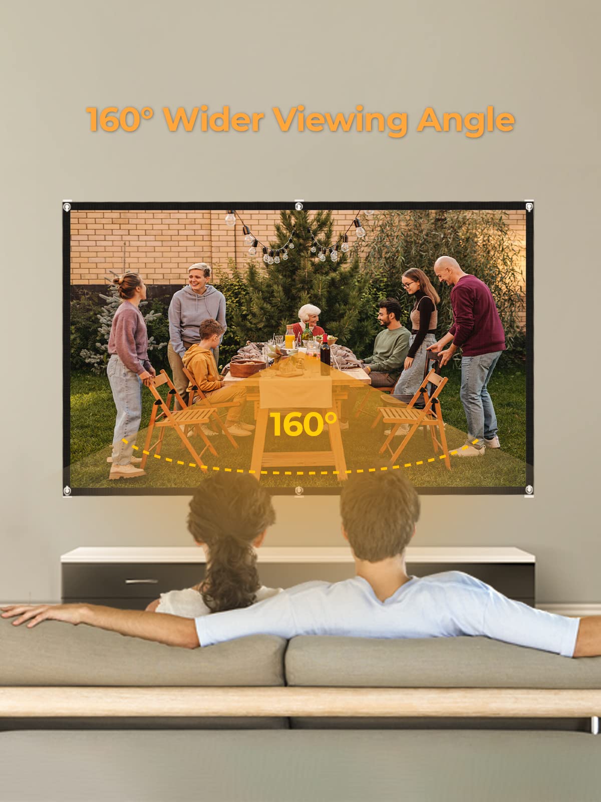100 Inch Projector Screen, Portable and Foldable Projector Screen, Double Sided Video Projector Screen for Indoor, Outdoor, Wrinkle Free