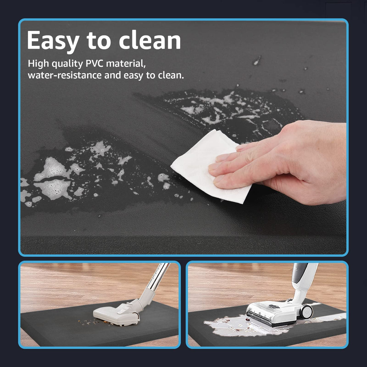 Black Cushioned Anti-Fatigue Mat – 71 × 44 cm