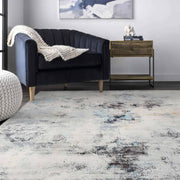200 × 250 cm Grey Abstract Medium-Pile Area Rug