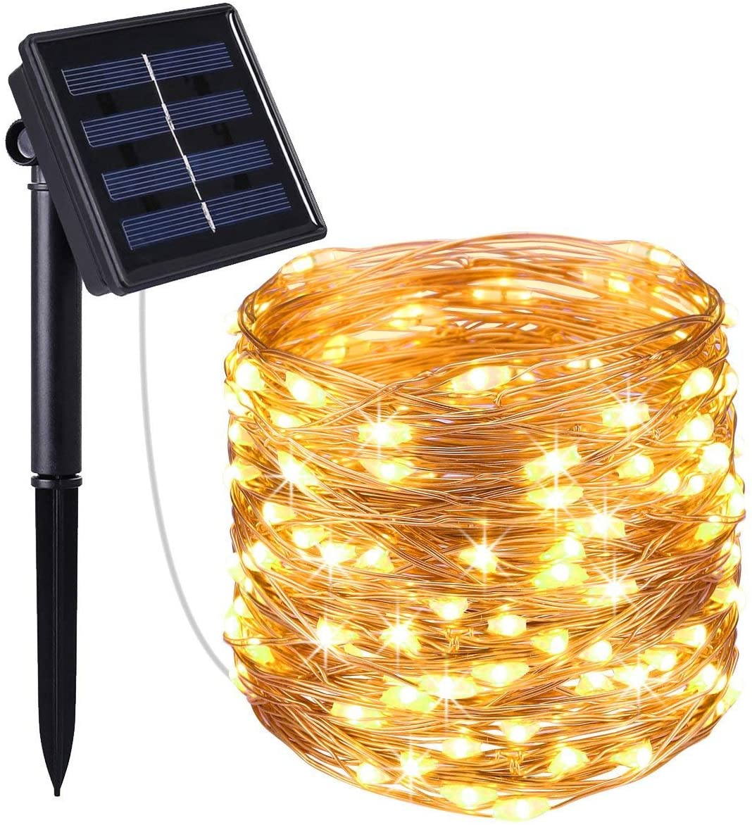 LED Solar String Lights Outdoor, 20M 200 LED Solar Powered Fairy Light with 8 Lighting Modes,Waterproof Outdoor Solar Lighting for Home,Garden,Decoration (Warm White) 