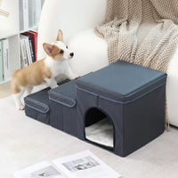3-in-1 Foldable Pet Stairs with Bed & Storage