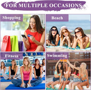 Beach Bag for Women,VASCHY Lightweight Large Water Resistant Sandproof Fold-able Packable Pool Tote Bag w Zipper/Pockets for Vacation