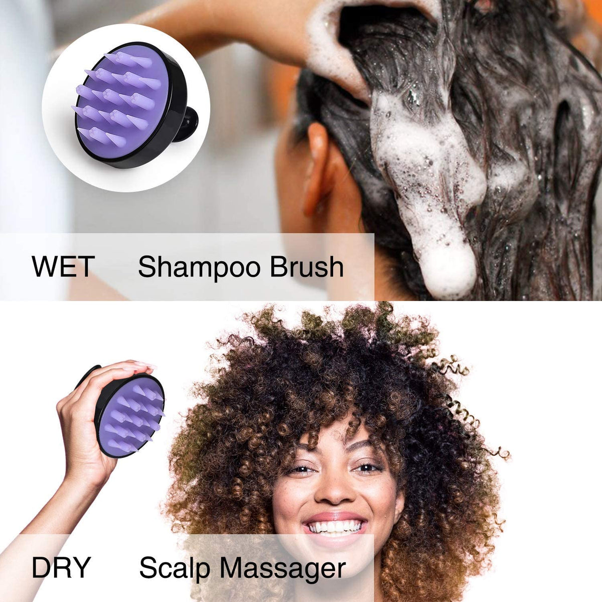 Silicone Shampoo Scalp Massager Brush – Black