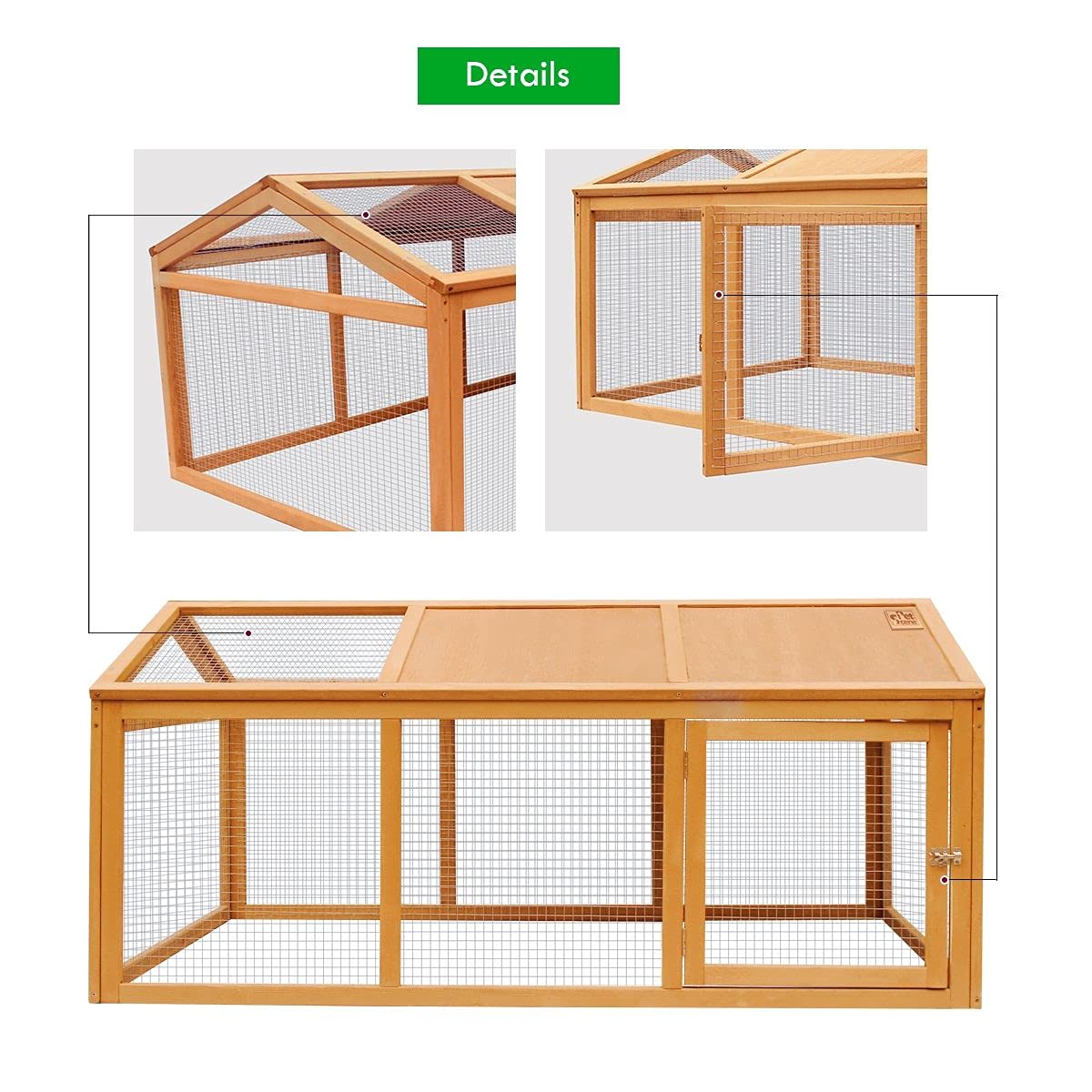 Fir-Wood & Wire Small-Animal Hutch with Covered Run – 150 × 90 × 70 cm