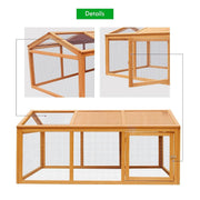 Fir-Wood & Wire Small-Animal Hutch with Covered Run – 150 × 90 × 70 cm
