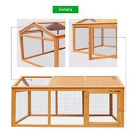 Fir-Wood & Wire Small-Animal Hutch with Covered Run – 150 × 90 × 70 cm
