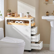 Storage Cart Narrow Cabinet on Wheels Storage Cabinet with 1 Removable Tray and 3 Drawers