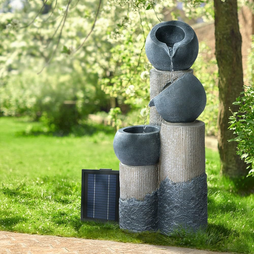 Gardeon 3-Tier Solar Fountain Bird Bath with LED Lights