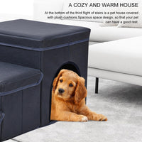 3-in-1 Foldable Pet Stairs with Bed & Storage